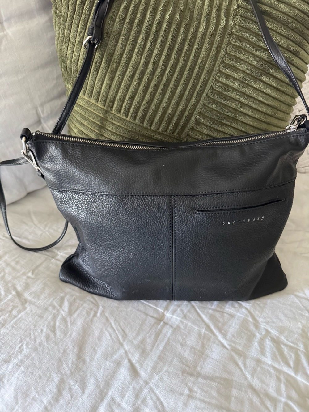 Sanctuary Black Pebbled Leather Crossbody Bag